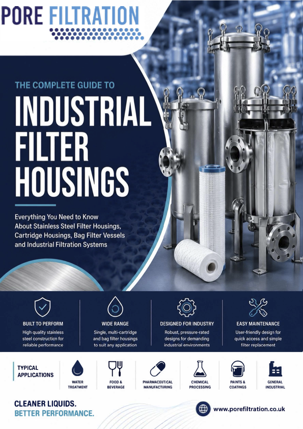 Industrial Filter Housings guide cover featuring stainless steel filter vessels, cartridge housings and replacement filter cartridges Industrial Filter Housings guide cover featuring stainless steel filter vessels, cartridge housings and replacement filter cartridges