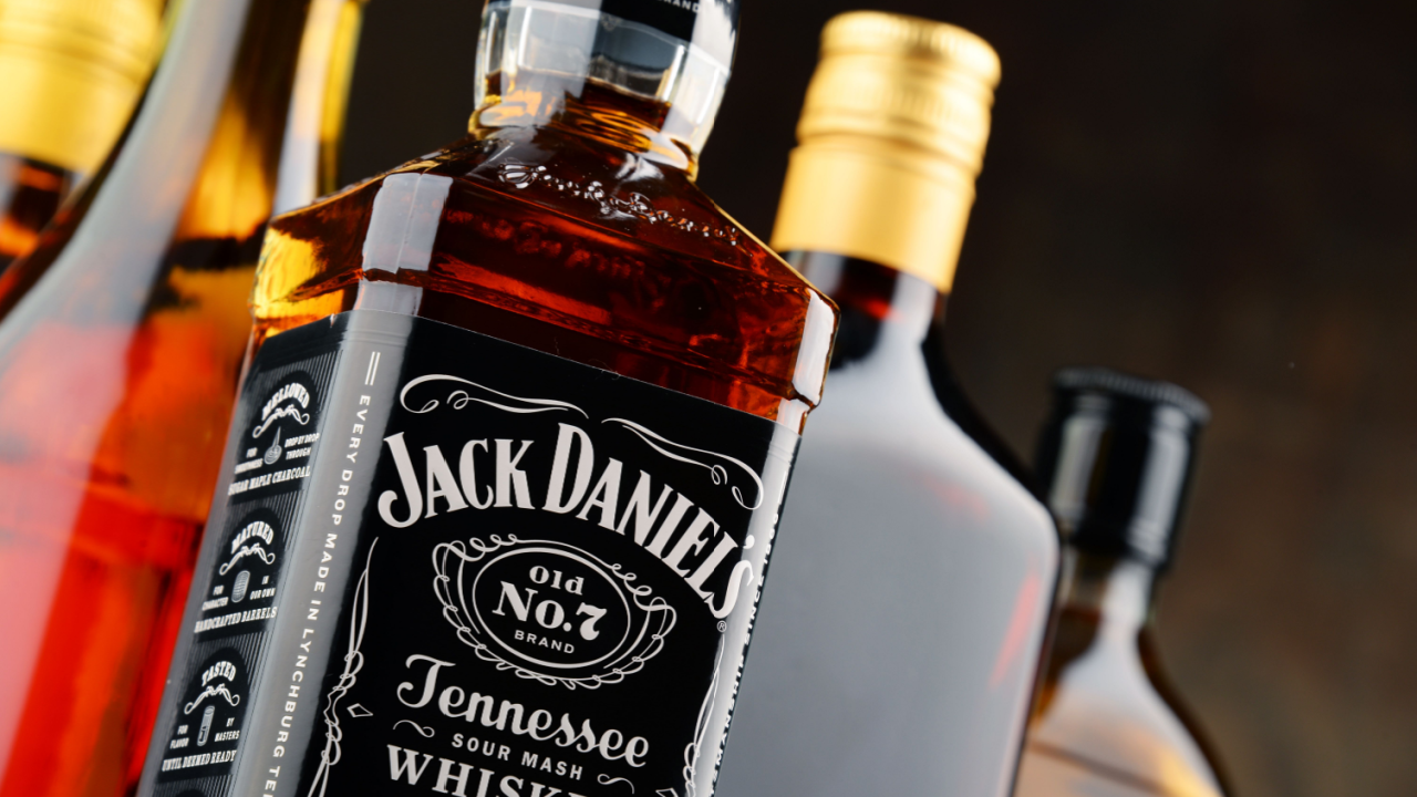 bottles of dark spirits 